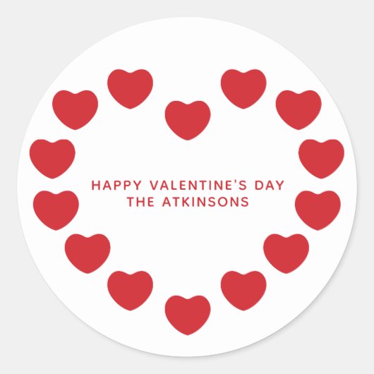 Sticker Rond Coeurs rouges mignons coutume moderne Saint Valent (Devant)