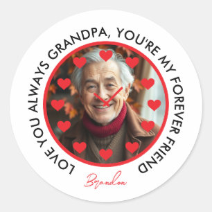 Sticker Rond Coeurs rouges mignons Horloge Amour Grands-parents