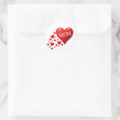 STICKER ROND COEURS ROUGES POUR MOM (Sac)