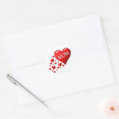 STICKER ROND COEURS ROUGES POUR MOM (Enveloppe)
