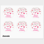 Sticker Rond Coeurs rouges roses Chérie Anniversaire (Feuille)