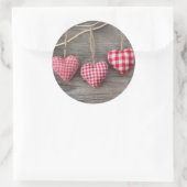 Sticker Rond Coeurs rouges sur table en bois (Sac)