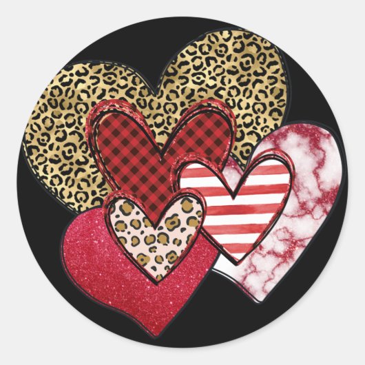 Sticker Rond Cœurs sauvages multiples (Devant)