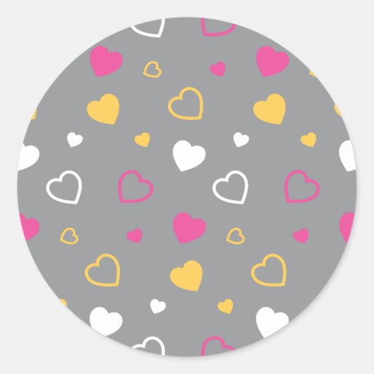 Sticker Rond Coeurs stylisés motif 3 (Devant)