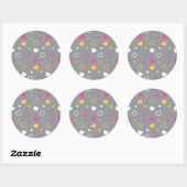 Sticker Rond Coeurs stylisés motif 3 (Feuille)