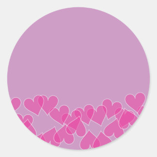 Sticker Rond Coeurs sur timbres violets