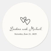 Sticker Rond Coeurs tirés à la main Doodle Mariage moderne (Devant)
