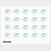 Sticker Rond Coeurs turquoises (Feuille)