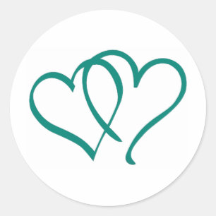 Sticker Rond Coeurs turquoises