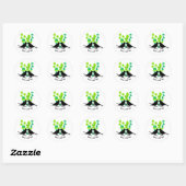 Sticker Rond Cœurs verts Amour Oiseaux Saint-Valentin (Feuille)