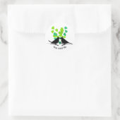 Sticker Rond Cœurs verts Amour Oiseaux Saint-Valentin (Sac)