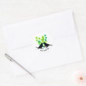 Sticker Rond Cœurs verts Amour Oiseaux Saint-Valentin (Enveloppe)
