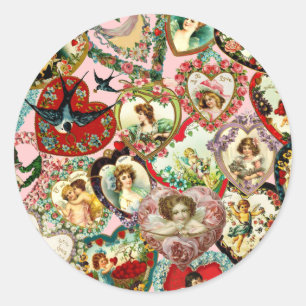 Sticker Rond Coeurs vintages de Valentine
