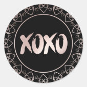 Sticker Rond Coeurs XOXO rose pâle | Brosse à main (Devant)