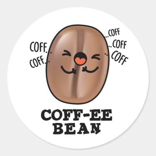 Sticker Rond Coff-ee Funny Coussin Coffee Bean Pun (Devant)