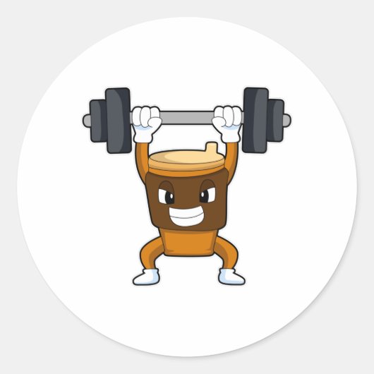 Sticker Rond Coffee at Strength entraînement avec Barbell (Devant)
