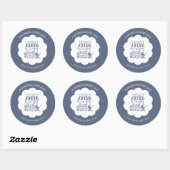 Sticker Rond Coffee Brunch Theme Bebe Cafe Blue 2 Baby Shower (Feuille)