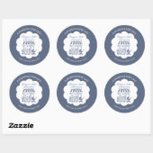 Sticker Rond Coffee Brunch Theme Bebe Cafe Blue Baby Shower (Feuille)
