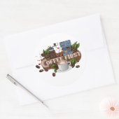 Sticker Rond Coffee First – Morning Motivation for True Caffein (Enveloppe)