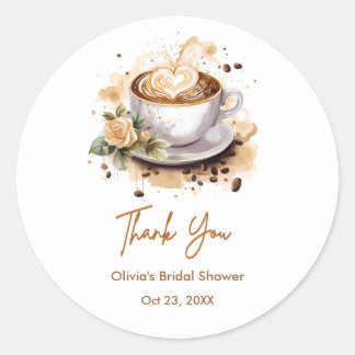 Sticker Rond Coffee Floral Love is Brewing Bridal Shower