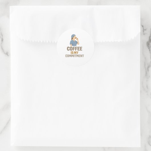 Sticker Rond Coffee Is My Commitment – Funny Nurse Coffee Round (Sac)