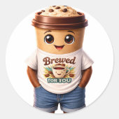 Sticker Rond Coffee Man – Fun Design for True Caffeine Kings (Devant)