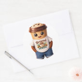 Sticker Rond Coffee Man – Fun Design for True Caffeine Kings (Enveloppe)