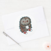 Sticker Rond Coffee Owl Coffee Addict Café Boisson Drôle Owl (Enveloppe)
