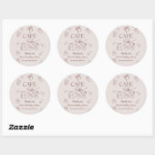 Sticker Rond Coffee Theme Beige Cafe Bebe Brewing Baby Shower (Feuille)