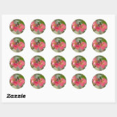 Sticker Rond Cognassier à Fleurs Roses Glow (Feuille)