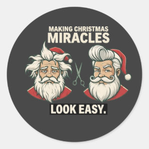 Sticker Rond coiffeur clé de noël - faire les cheveux de santa