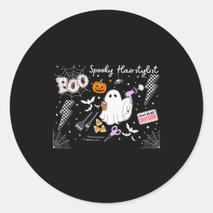 Sticker Rond Coiffeur Halloween Coiffure Fantôme Spooky Cosméto