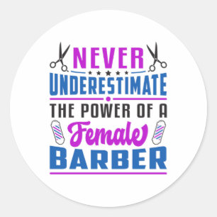 Sticker Rond Coiffeuse Stylo Barber Ciseaux Coiffeur Idée cadea