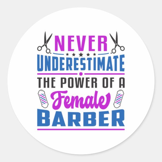 Sticker Rond Coiffeuse Stylo Barber Ciseaux Coiffeur Idée cadea (Devant)
