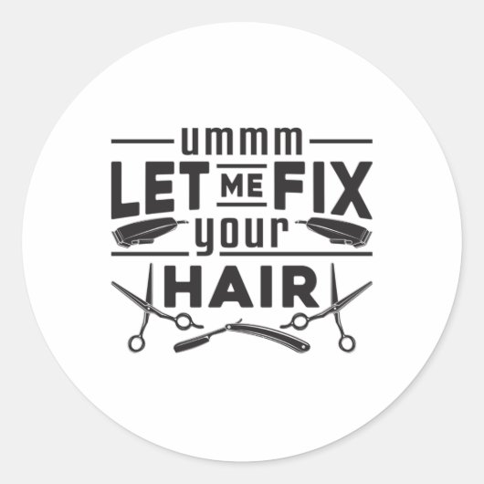 Sticker Rond Coiffeuse Stylo Barber Ciseaux Coiffeur Idée cadea (Devant)