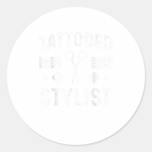 Sticker Rond Coiffeuse tatouée coiffeuse coiffeuse
