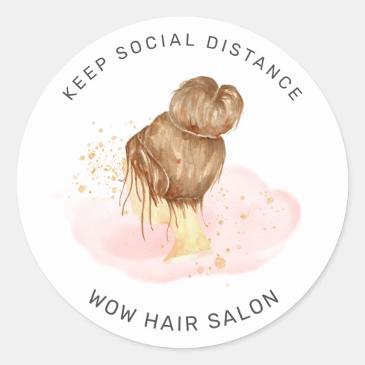 Sticker Rond coiffure rose rousse coiffeur salon de coiffure di (Devant)