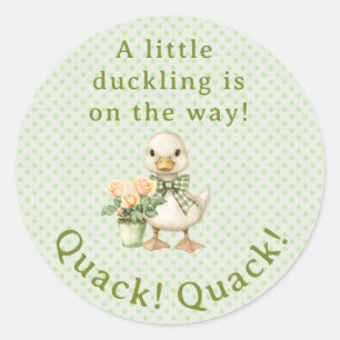 Sticker Rond Coin coin ! dit le canard avec un nœud à carreaux