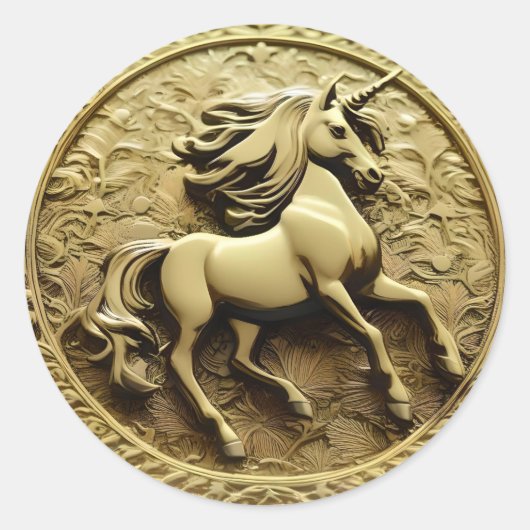 Sticker Rond Coin Unicorne Or Rond (Devant)