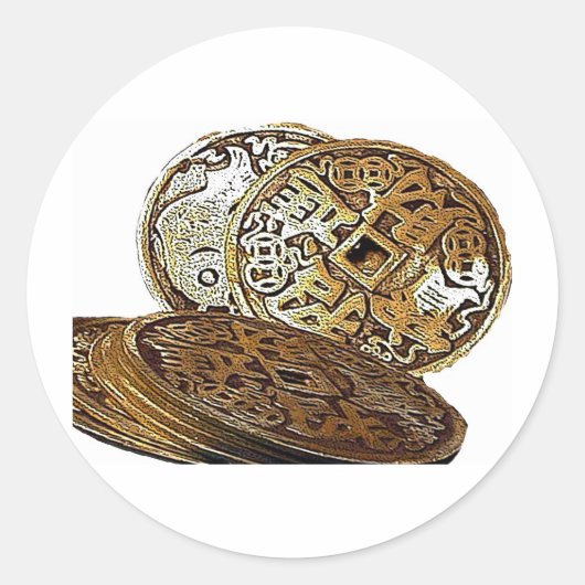 STICKER ROND COINS DE RICHESSE FENG SHUI (Devant)