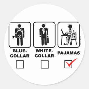 Sticker Rond Col bleu, col blanc ou pyjama