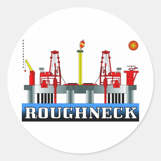 Sticker Rond Col roulé, Sticule de champ pétrolifère, Huile ext (Devant)