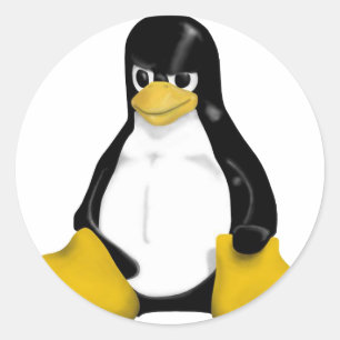 STICKER ROND COLÈRE LINUX TUX PENGUIN
