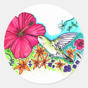 Sticker Rond Colibri