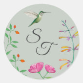 Sticker Rond Colibri à monogramme (Devant)