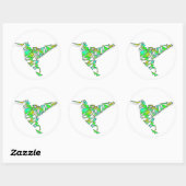 Sticker Rond Colibri Abstrait (Feuille)