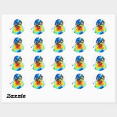 Sticker Rond Colibri Arc-en-Ciel (Feuille)
