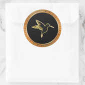 Sticker Rond Colibri d'or avec ailes tendues (Sac)
