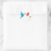 Sticker Rond Colibri d'origine et fleur (Sac)