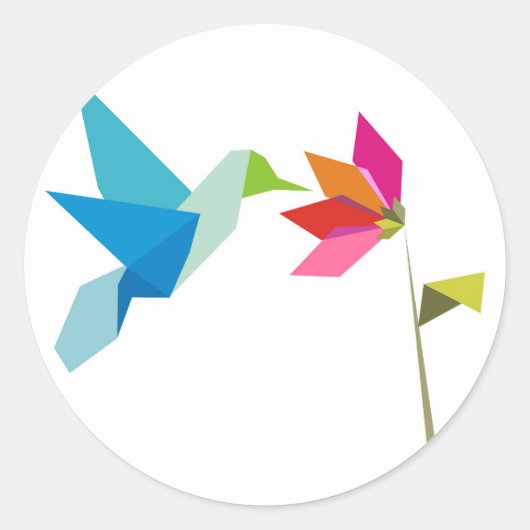 Sticker Rond Colibri d'origine et fleur (Devant)